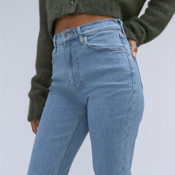 NEW EVERLANE 90s High Waist Straight Leg Distressed Stretch Denim Cheeky Jean 33 - Picture 11 of 15